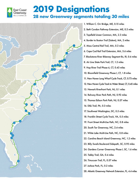 East Coast Greenway 2019 Greenway - Ck5e8a06n4pkutkqi784owevq 2019 Designations Map Text.one Half